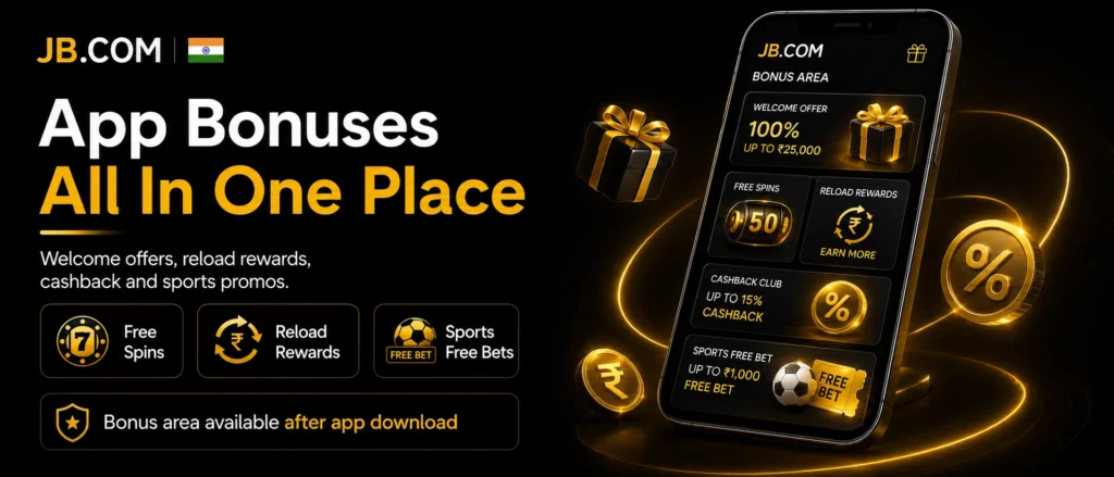 JB.COM app bonuses with free spins and cashback offers