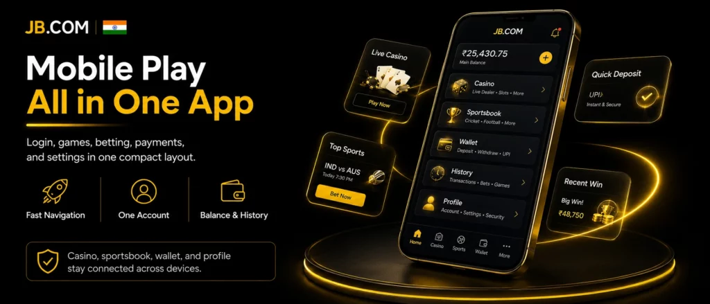 JB.COM mobile casino with games, betting and wallet